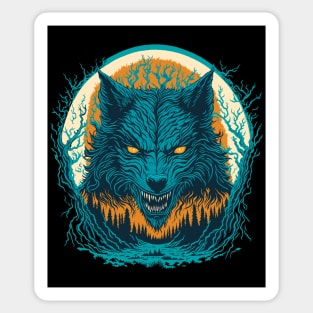 Werewolf Face Graphic Design Sticker